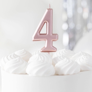 Svíčka dortová číslice 4 Rose Gold 10 cm