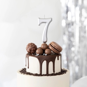 Svíčka narozeninová číslo "7" stříbrná 7 cm