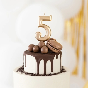 Svíčka narozeninová číslo "5" zlatá 7 cm