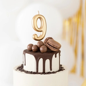 Svíčka narozeninová číslo "9" zlatá 7 cm