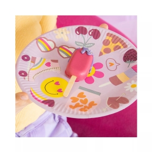 Talíře papírové růžové Boho Girlz 23 cm 8 ks