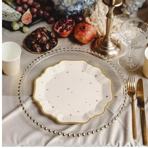 Talíře papírové světlé s hvězdičkami 21 cm 6 ks