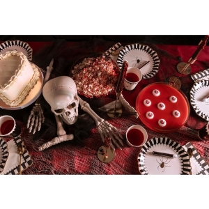 Talíře papírové s pavoukem černo-béžové 23 cm 6 ks