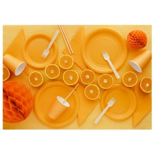 Talíře papírové pomerančové 23 cm 6 ks