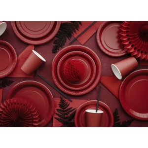 Talíře papírové tmavě červené 23 cm 6 ks