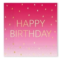 Ubrousky paprov Happy Birthday Pink 20ks 33x33cm