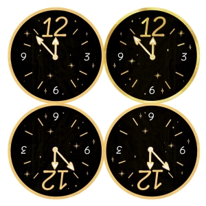 Ubrousky papírové novoroční hodiny černo-zlaté 10 ks