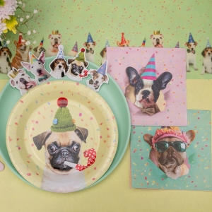 Ubrousky papírové tyrkysové s pejskem 33x33 cm 12 ks