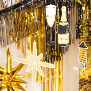 Závěsné dekorace HNY černo-zlaté 6ks