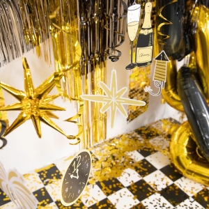 Závěsné dekorace HNY černo-zlaté 6ks