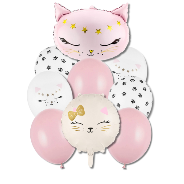 Balónkový buket - Kočička růžová, 9ks