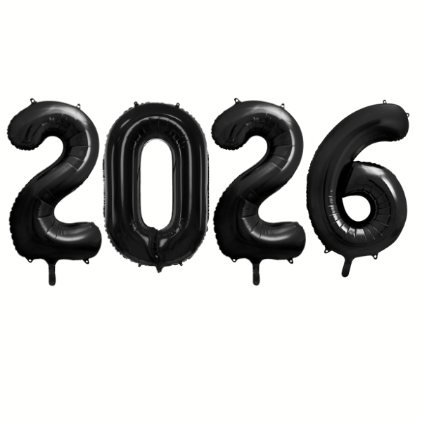 Balonkový set - Silvestr 2026, černý 86 cm 4ks