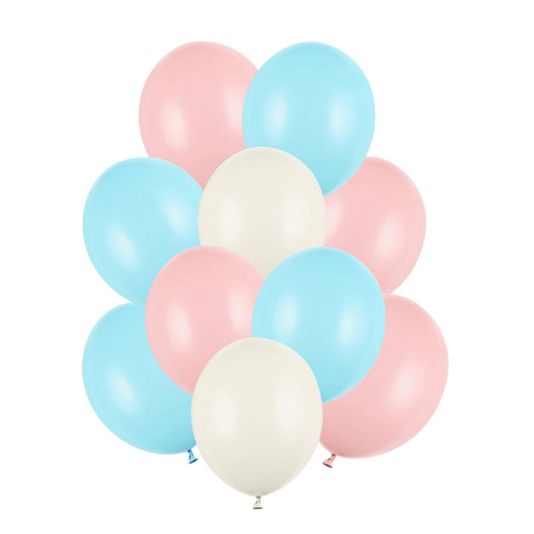 Balónky latexové pastelové (růžové, sv.modré, sv.šampaň) mix 30 cm, 10 ks