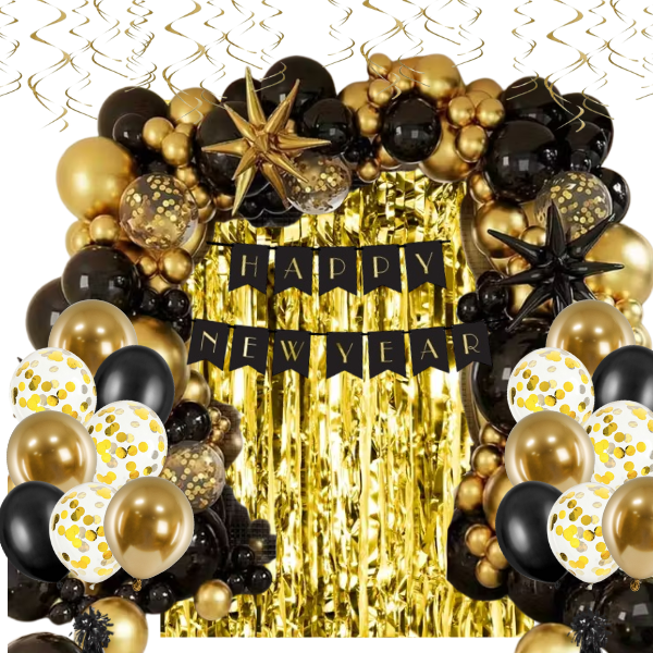 Party set - Silvestr, černo-zlatý