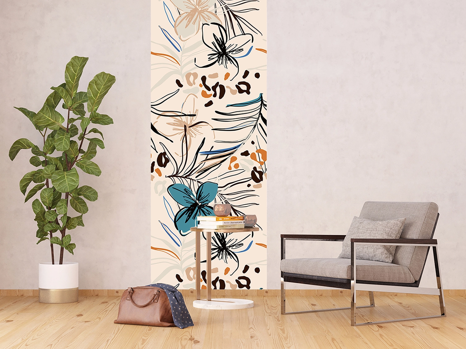 Vliesová fototapeta na stenu Maľované Kvety | 90 x 270 cm | FTNVL 3733