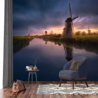 Vliesov fototapeta na stenu Vetern mlyny Kinderdijk-Elshout | 375 x 270 cm | FTNXXL 3022