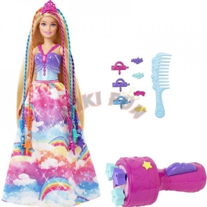 Barbie princezna s barevnmi vlasy hern set