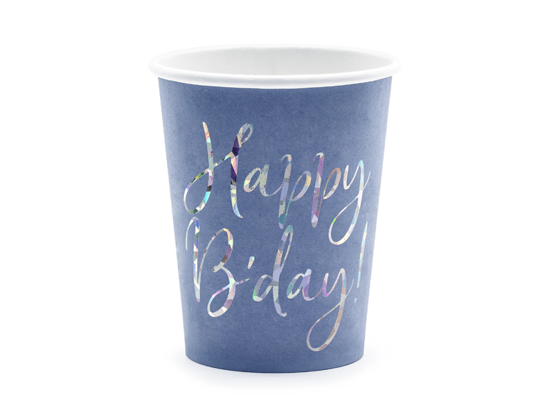 Happy B\'day!, modrý, 220 ml (1 balenie / 6 ks)